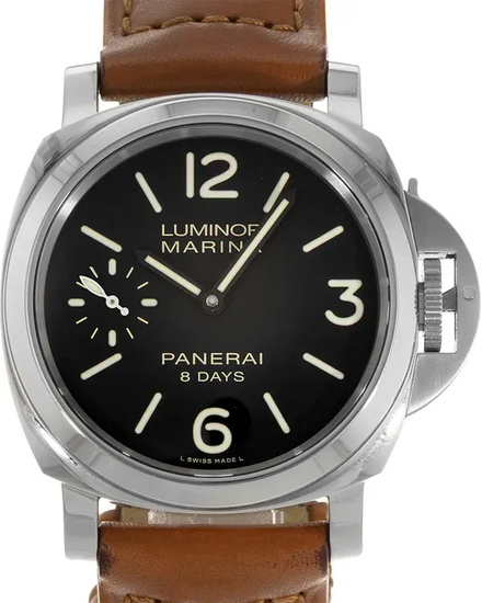 Panerai Luminor Marina 8 Days 44MM Black Dial Leather Strap (PAM00510)