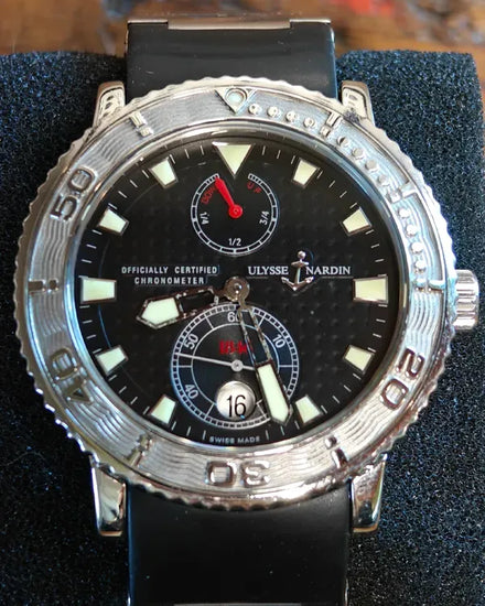 No Reserve - Ulysse Nardin Marine Diver 40MM Black Dial Rubber Strap (263-55)