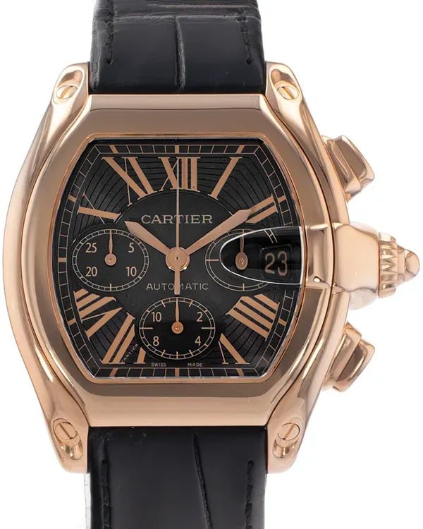 Cartier Roadster XL Chronograph 43MM Black Dial Leather Strap (W62042Y5)