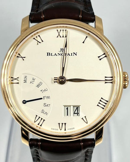 2022 Blancpain Villeret Grande Date Jour Rétrograde 40.5MM Opaline Dial Leather Strap (6668 3642 55B)