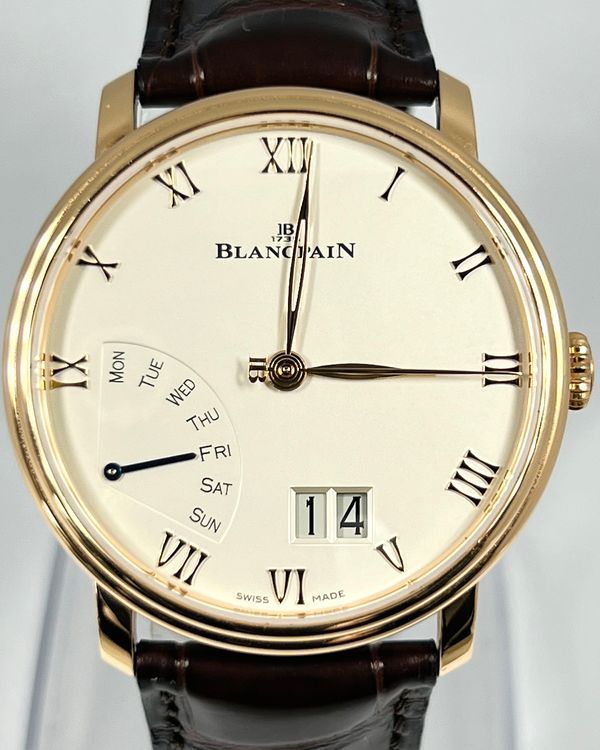 2022 Blancpain Villeret Grande Date Jour Rétrograde 40.5MM Opaline Dial Leather Strap (6668 3642 55B)