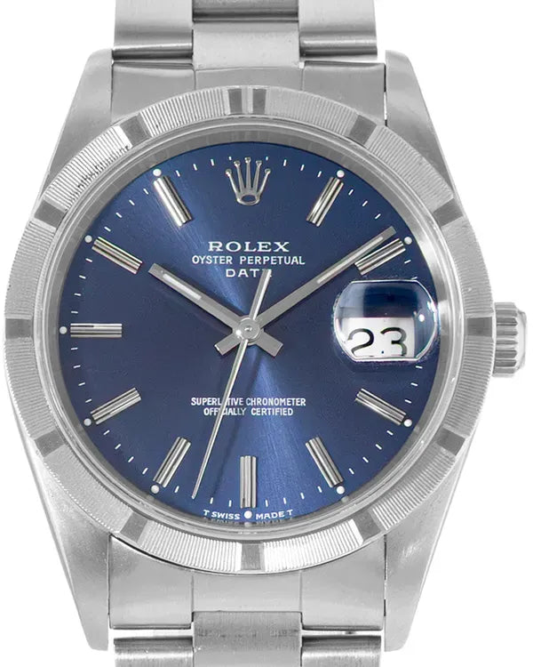 1991 (N Serial) Rolex Oyster Perpetual Date 34MM Blue Dial Oyster Bracelet (15210)