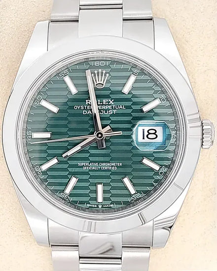 2023 Rolex Datejust 41MM Green "Fluted Motif" Dial Oyster Bracelet (126300)