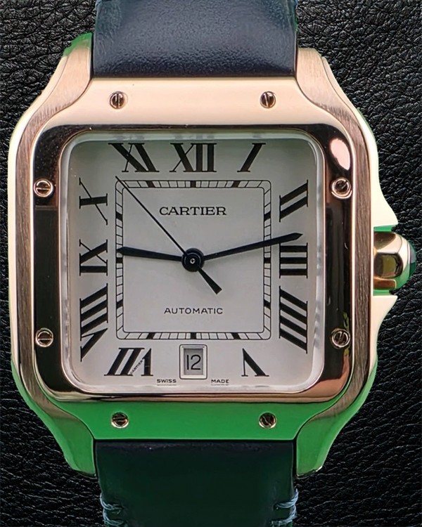 2018 Cartier Santos de Cartier 39.8MM Silver Dial Leather Strap (WGSA0011)