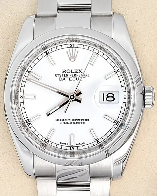 2007 Rolex Datejust 36MM White Dial Oyster Bracelet (116200)