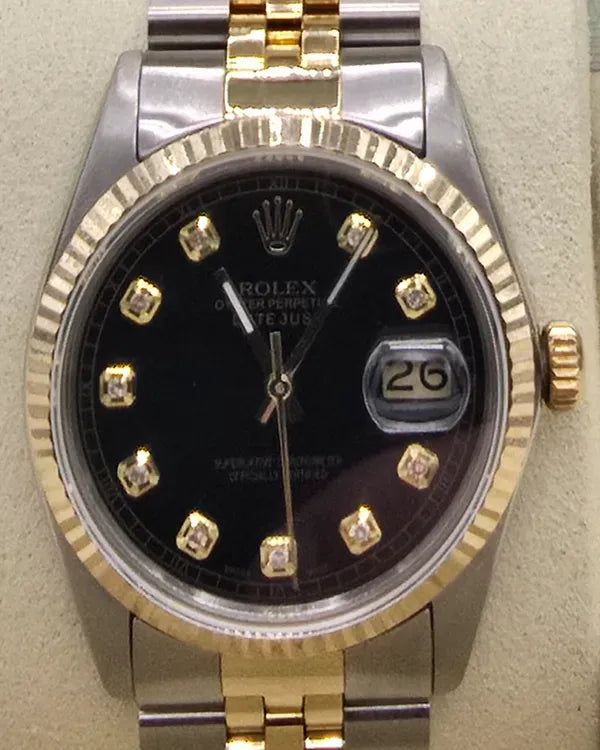 Rolex Datejust 36MM Aftermarket Black Dial Two-Tone Jubilee Bracelet (16013)