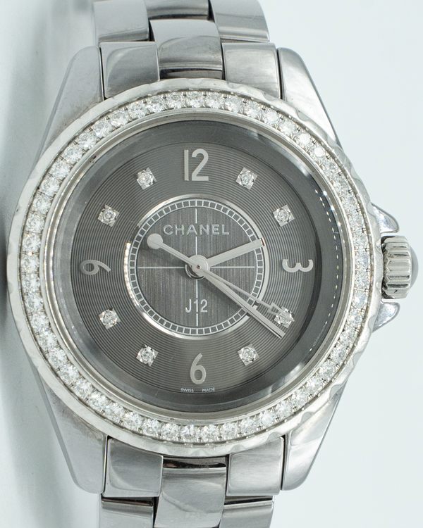 Chanel J12 33MM Quartz Grey Dial Ceramic Bracelet (H2565)