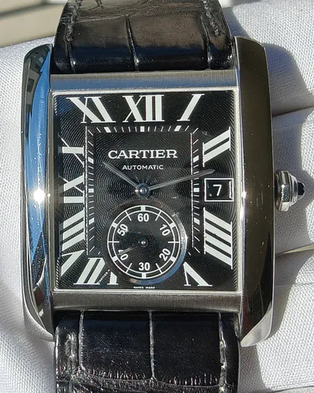 2018 Cartier Tank MC 44MM Black Dial Leather Strap (W5330004)