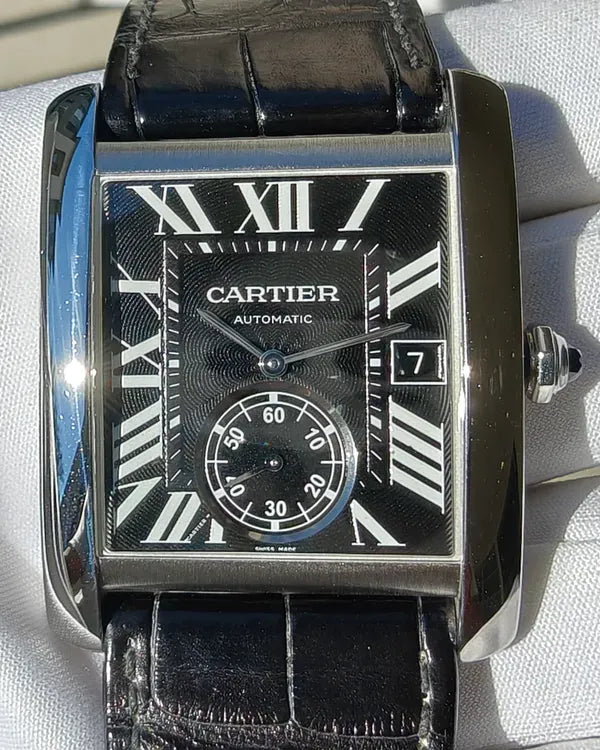 2018 Cartier Tank MC 44MM Black Dial Leather Strap (W5330004)