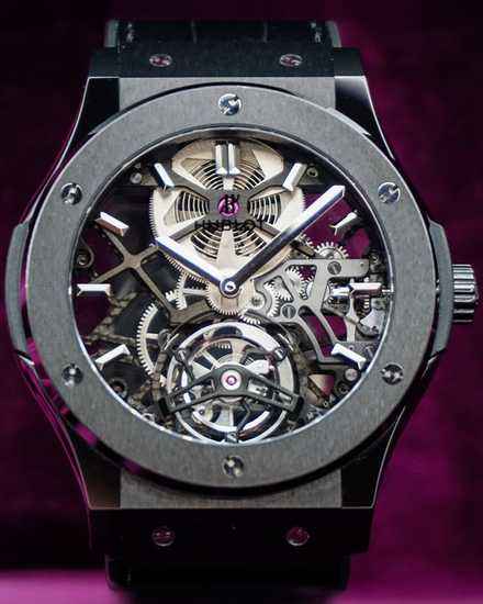 Hublot Classic Fusion Tourbillon 45MM Skeleton Dial Leather Strap (505.CM.0140.LR)