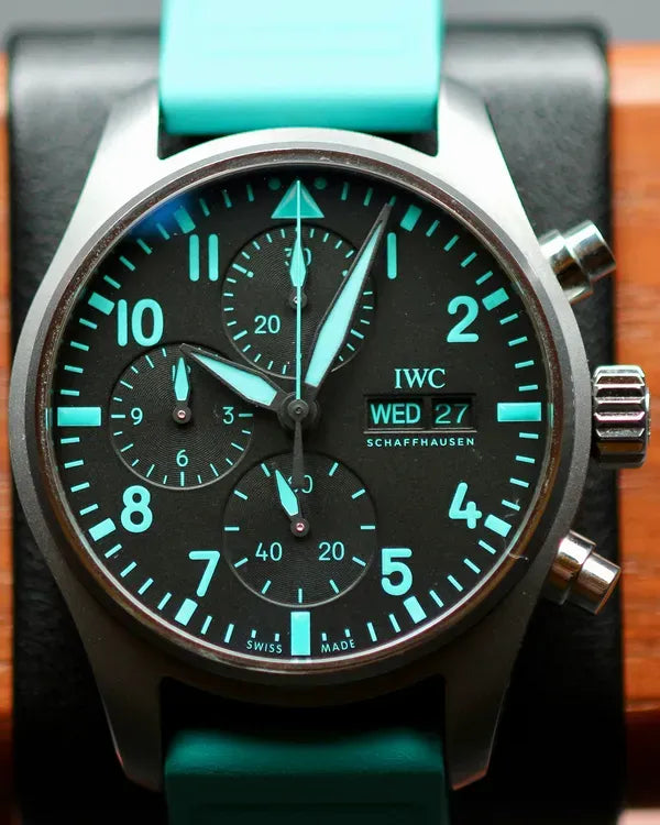 IWC Schaffhausen Pilot Chronograph "Mercedes AMG Petronas F1" 41MM Black Dial Rubber Strap (IW388108)
