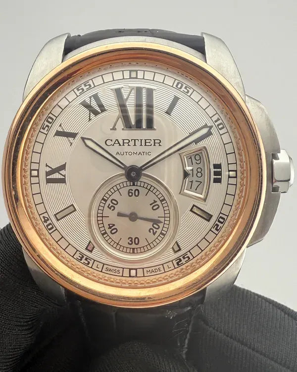 Cartier Calibre de Cartier 42MM Silver Dial Leather Strap (W7100039)