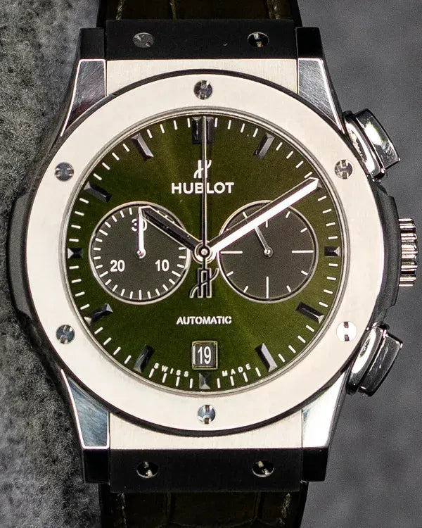 2021 Hublot Classic Fusion Chronograph 42MM Green Dial Leather Strap (541.NX.8970.LR)