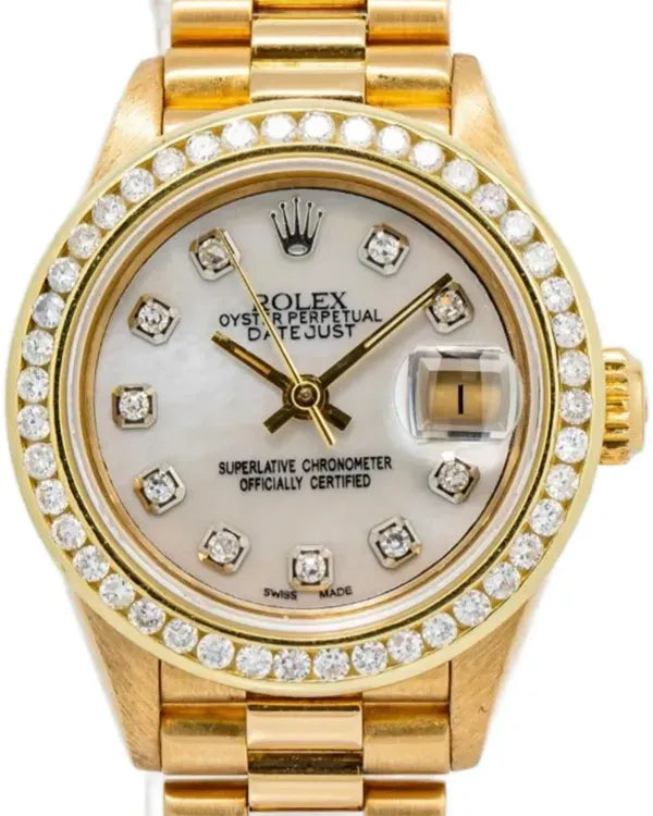 Rolex Lady-Datejust 26MM Aftermarket Mother-of-Pearl Dial Yellow Gold President Bracelet (69178)
