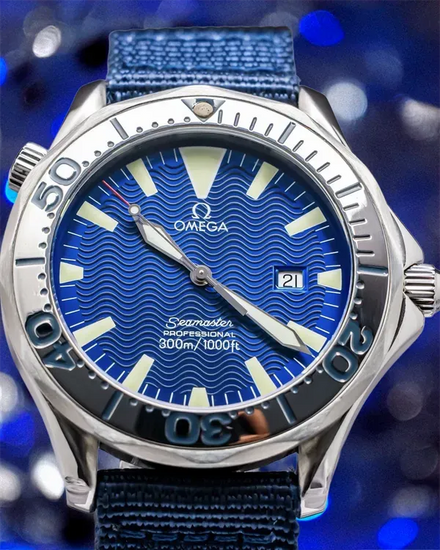 Omega Seamaster Diver 300M 41MM Quartz Blue Dial Aftermarket Textile Strap (2265.80.00)