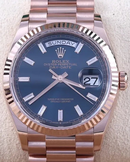2024 Rolex Day-Date 36MM Blue Dial Rose Gold President Bracelet (128235)