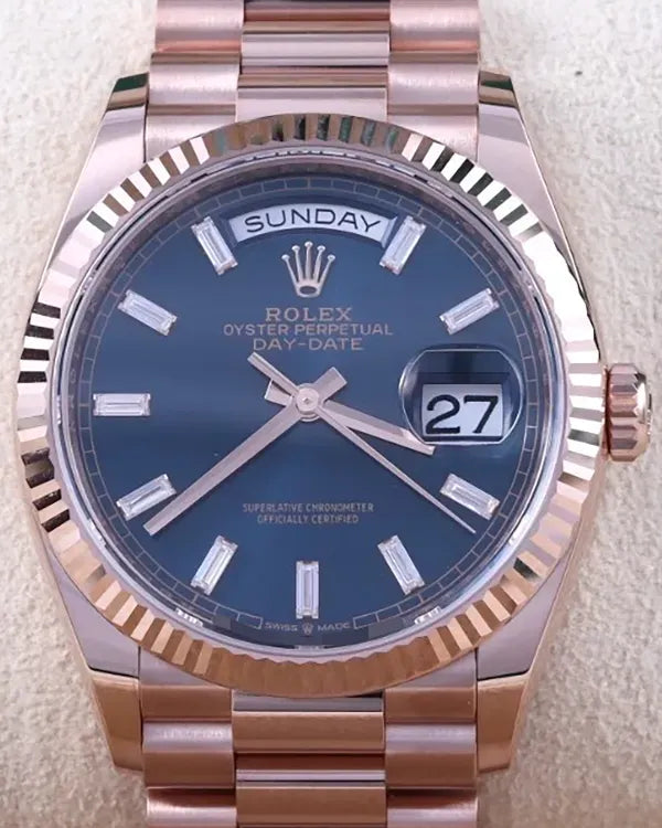 2024 Rolex Day-Date 36MM Blue Dial Rose Gold President Bracelet (128235)