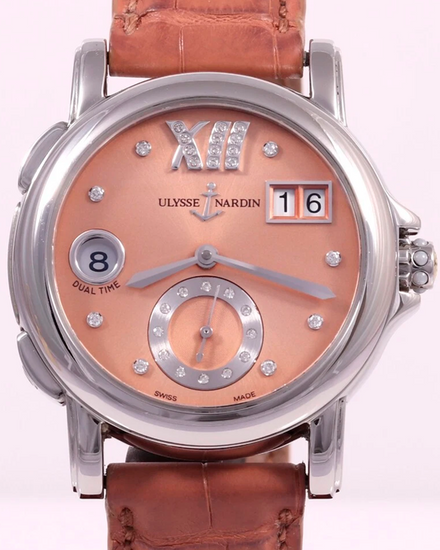 Ulysse Nardin Dual Time 37MM Salmon Dial Leather Strap (243-22/30-09)