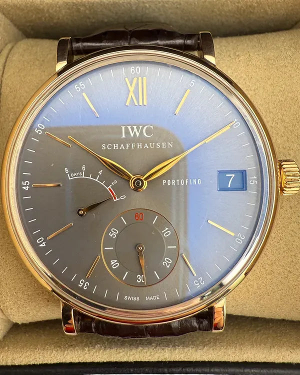 2018 IWC Schaffhausen Portofino Hand-Wound 8 Days 45MM Grey Dial Leather Strap (IW510104)