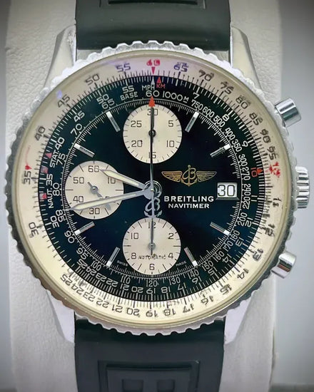 Breitling Navitimer II 41MM Black Dial Rubber Strap (A13322)
