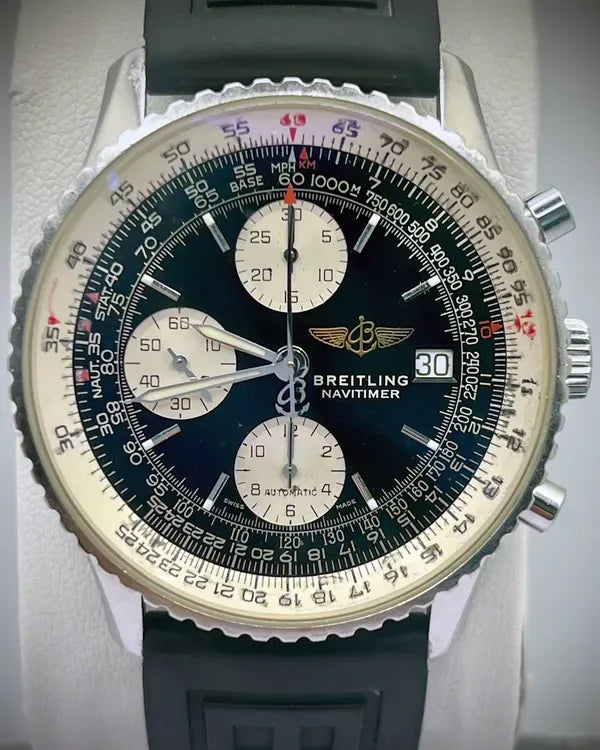 Breitling Navitimer II 41MM Black Dial Rubber Strap (A13322)