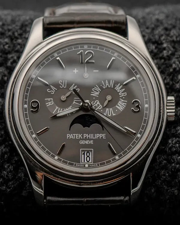 (SR) Patek Philippe Annual Calendar 39MM Grey Dial Leather Strap (5146P-001)