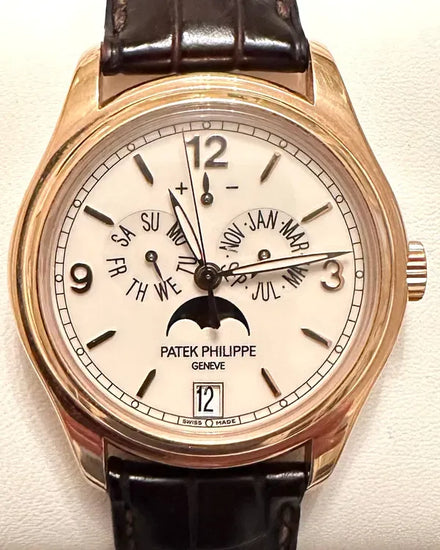 2008 Patek Philippe Annual Calendar Moonphase 39MM Cream Dial Leather Strap (5146R-001)