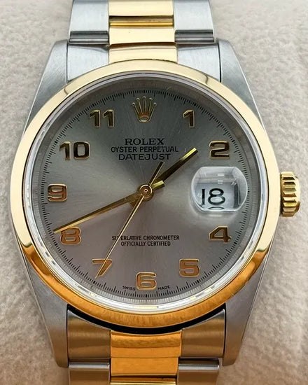 2002 (Y Serial) Rolex Datejust 36MM Slate Dial Two-Tone Oyster Bracelet (16203)