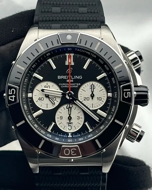 Breitling Super Chronomat B01 44MM Black Dial Rubber Strap (AB0136251B1S1)