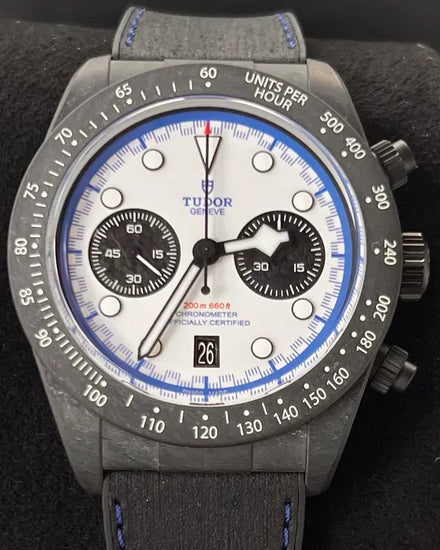 2025 Tudor Black Bay Sport Chronograph  "Carbon 25 Racing Edition" L.E. 42MM White Dial Leather Strap (79377KN)