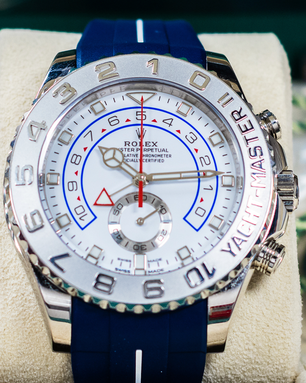 2021 Rolex Yacht-Master II 44MM White Dial Aftermarket Rubber Strap (116689)