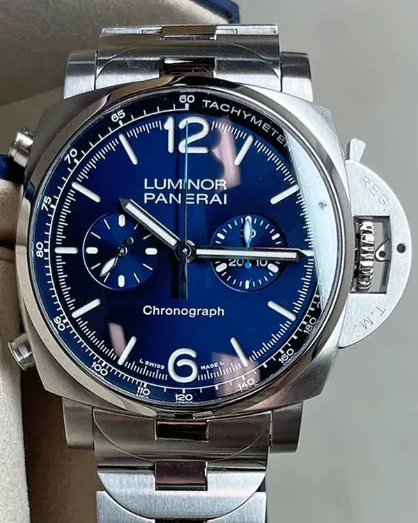 Panerai Luminor Chronograph 44MM Blue Dial Steel Bracelet (PAM01110)