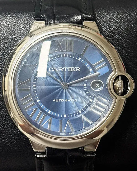 2018 Cartier Ballon Bleu 42MM Blue Dial Leather Strap (WSBB0027)