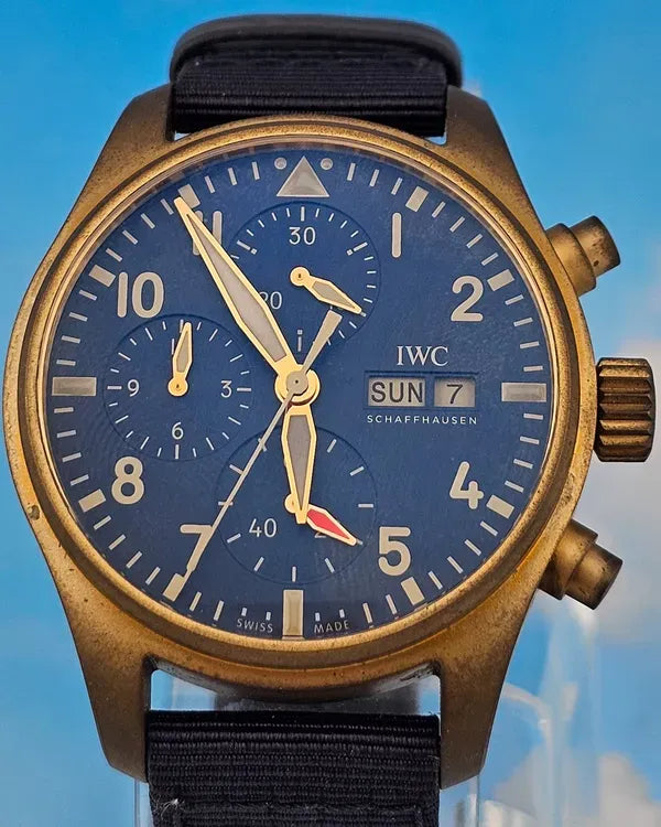2025 IWC Schaffhausen Pilot Chronograph Bronze 41MM Blue Dial Textile Strap (IW388109)
