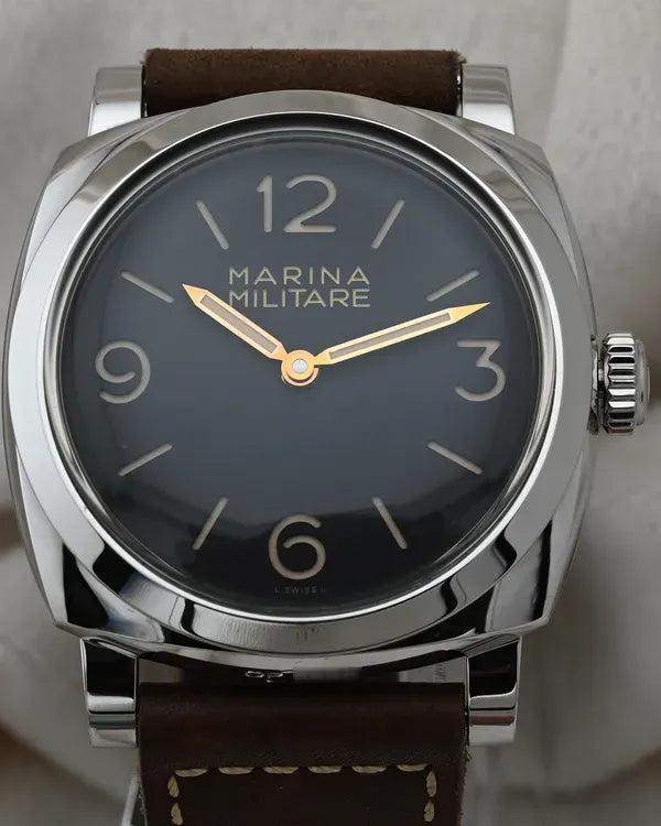 2015 Panerai Radiomir 1940 3 Days Marina Militare Special Edition 47MM Black Dial Leather Strap (PAM00587)