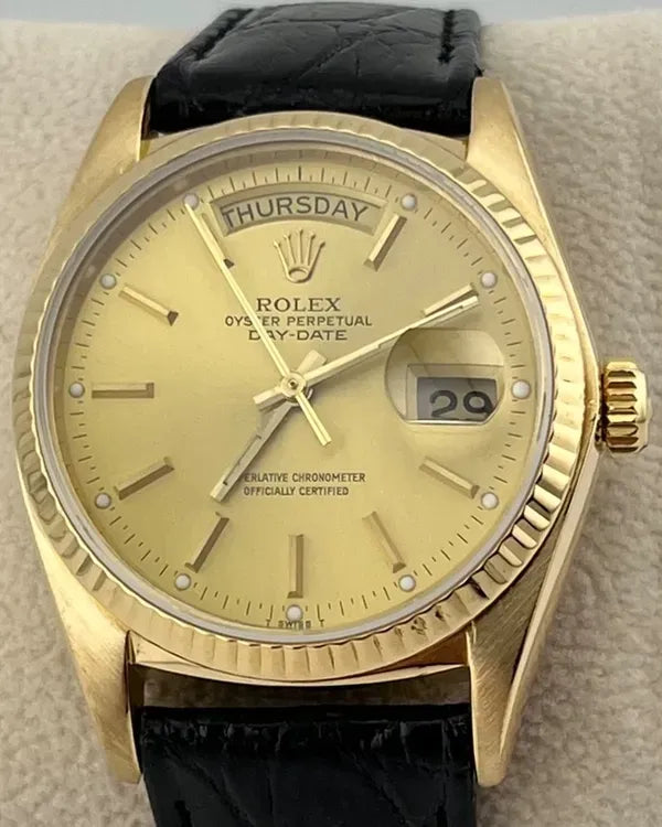 Rolex Day-Date 36MM Champagne Dial Leather Strap (18038)