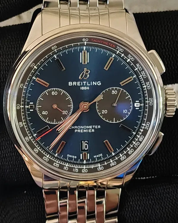 Breitling Premier Chrono B01 42MM Blue Dial Steel Bracelet (AB0118A61C1A1)
