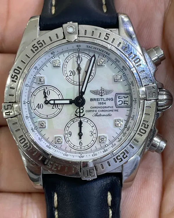 Breitling Cockpit Chronograph 39MM Mother of Pearl Dial Leather Strap (A13357)