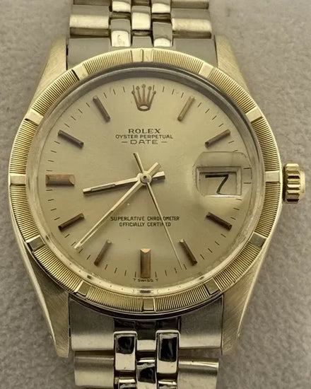 Rolex Oyster Perpetual Date 34MM Champagne Dial Yellow Gold Jubilee Bracelet (1501)