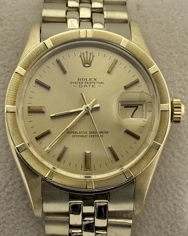 Rolex Oyster Perpetual Date 34MM Champagne Dial Yellow Gold Jubilee Bracelet (1501)