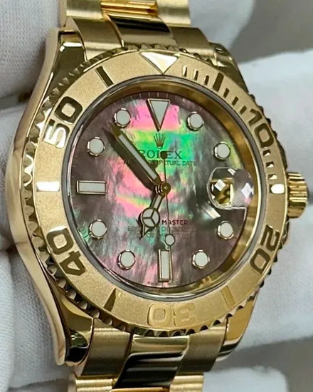 2003 (Y Serial) Rolex Yacht-Master 40MM Tahiti Mother of Pearl Dial Yellow Gold Oyster Bracelet (16628)