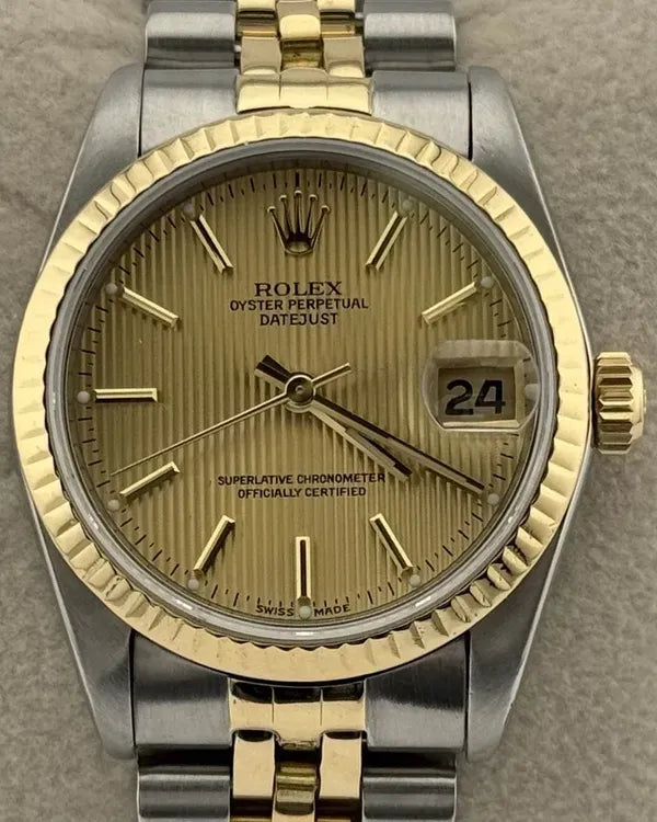 Rolex Datejust 31MM Champagne "Tapestry" Dial Two-Toned Jubilee Bracelet (68273)