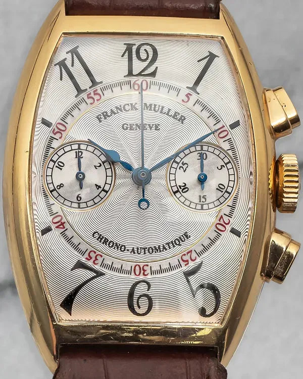 Franck Muller Bi-Retro Chronograph 45MM Silver Dial Aftermarket Leather Strap (5850)