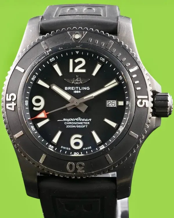 Breitling Superocean 46MM Black Dial Rubber Strap (M17368)