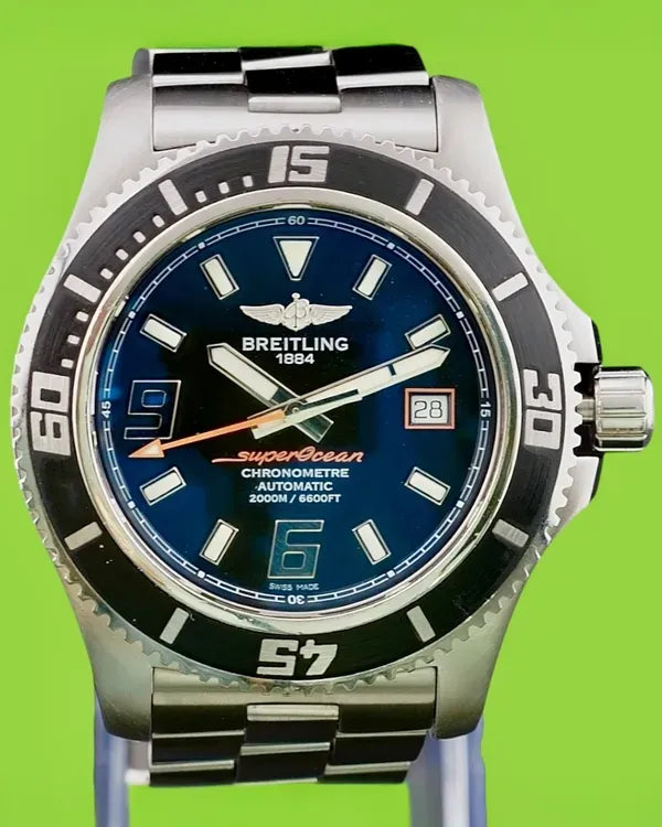 2013 Breitling Superocean 44MM Black Dial Steel Bracelet (A17391)