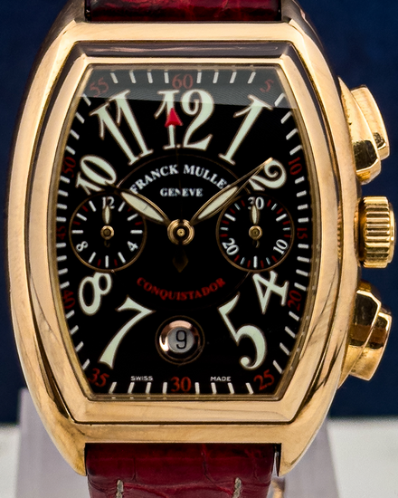 Franck Muller Conquistador 35MM Black Dial Leather Strap (8001 CC)