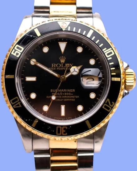 No Reserve - 1991 (X Serial) Rolex Submariner Date 40MM Black Dial Two-Tone Oyster Bracelet (16613)