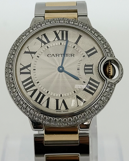 Cartier Ballon Bleu 36MM Quartz Silver Dial Two-Tone Bracelet (W69008Z3)