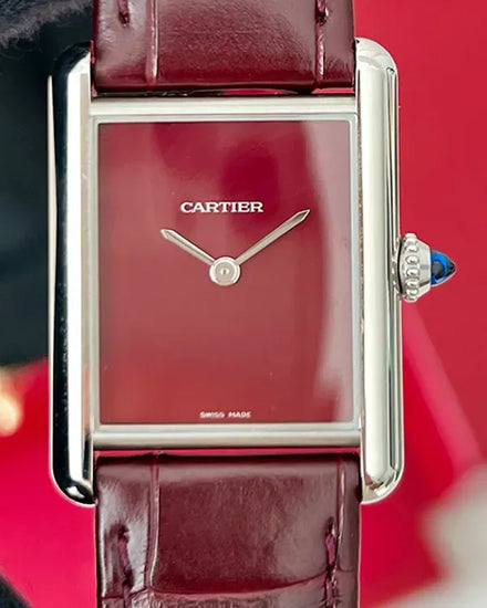 2024 Cartier Tank 33.7MM Quartz Red Dial Leather Strap (WSTA0054)