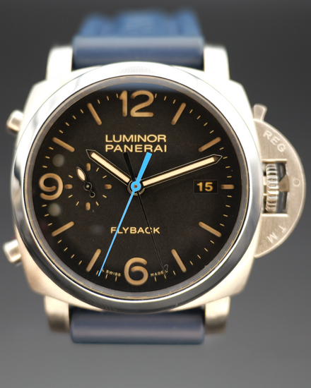 Panerai Luminor 1950 3 Days Chrono Flyback 44MM Black Dial Rubber Strap (PAM00524)